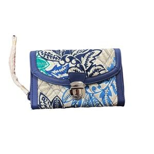 New‎ Vera Bradley Ultimate Wristlet Wallet Clutch Santiago Blue Quilted Floral